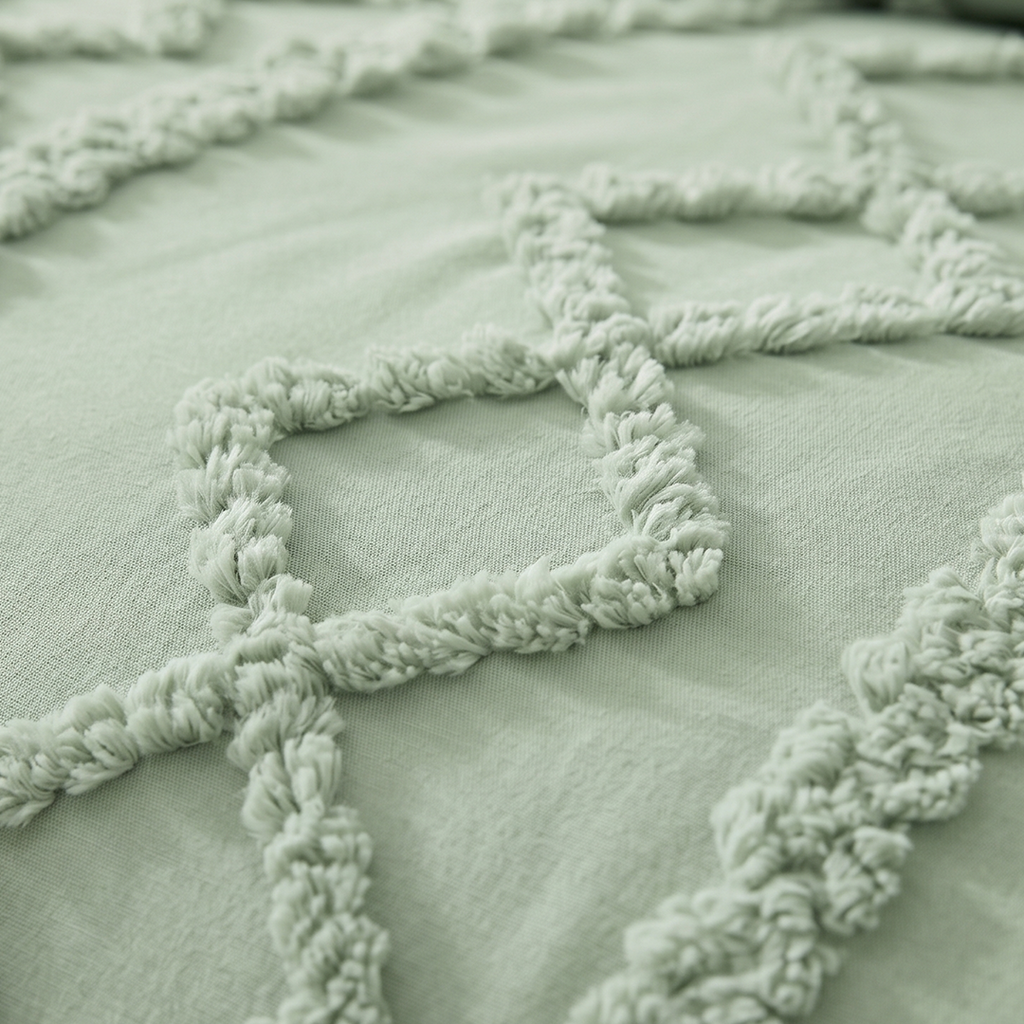 Tufted comforter detail, Purple