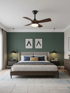 Elegant Sculpted Wood Ceiling Fan Light