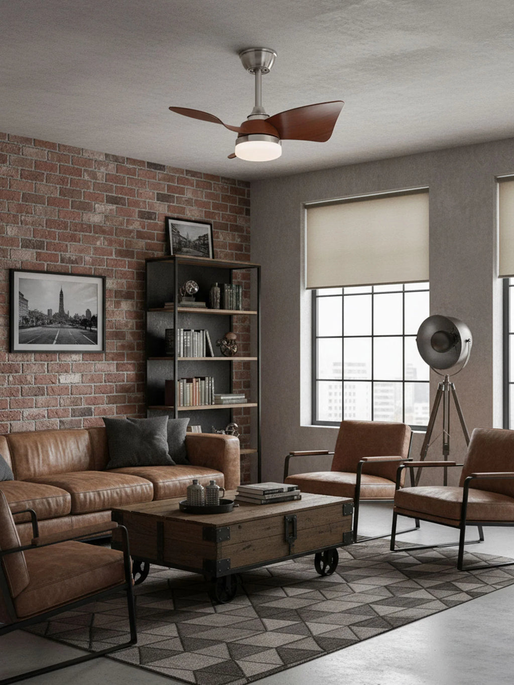 Elegant Sculpted Wood Ceiling Fan Light