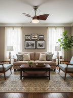 Elegant Sculpted Wood Ceiling Fan Light
