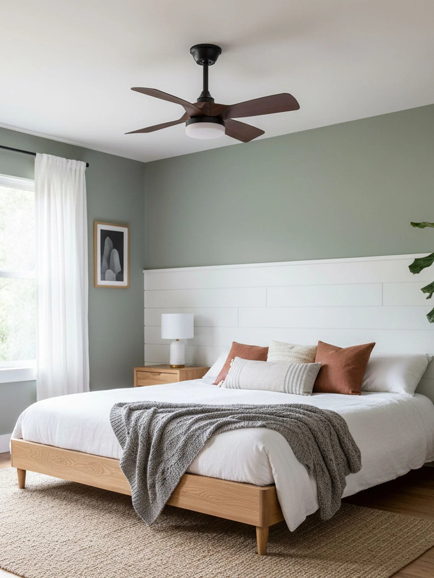 Elegant Sculpted Wood Ceiling Fan Light