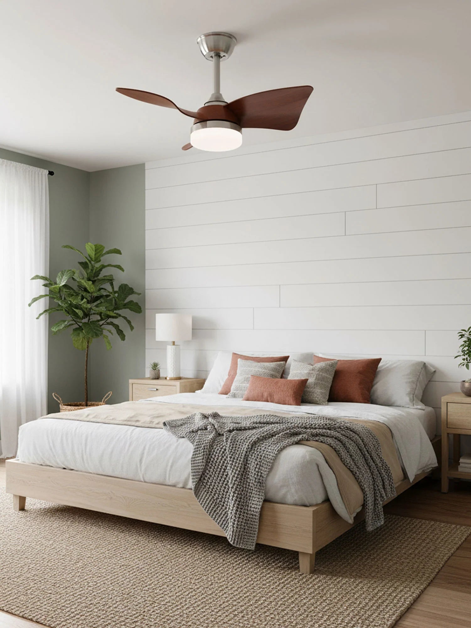 Elegant Sculpted Wood Ceiling Fan Light