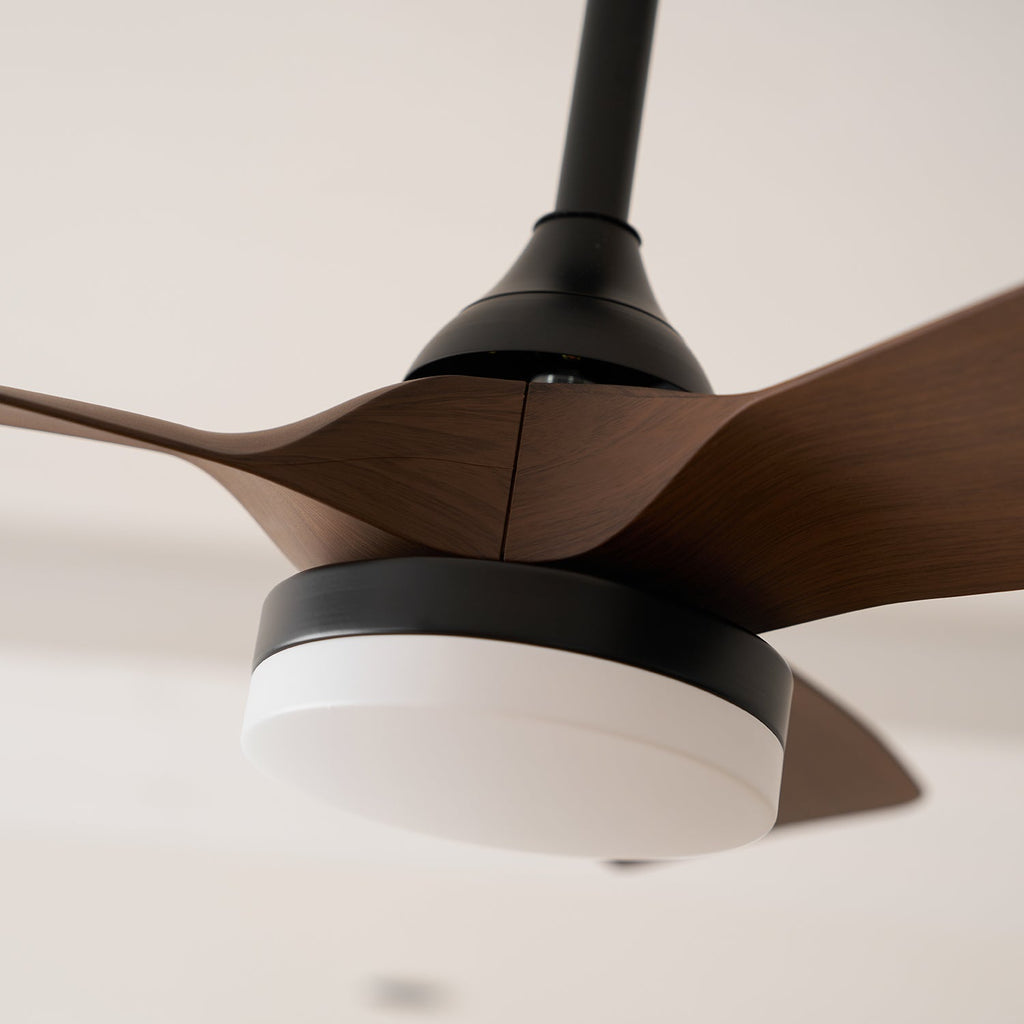 Elegant Sculpted Wood Ceiling Fan Light