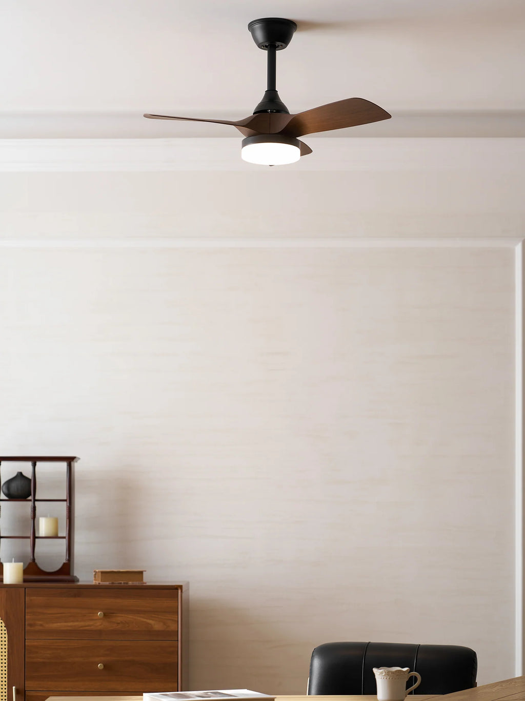 Elegant Sculpted Wood Ceiling Fan Light