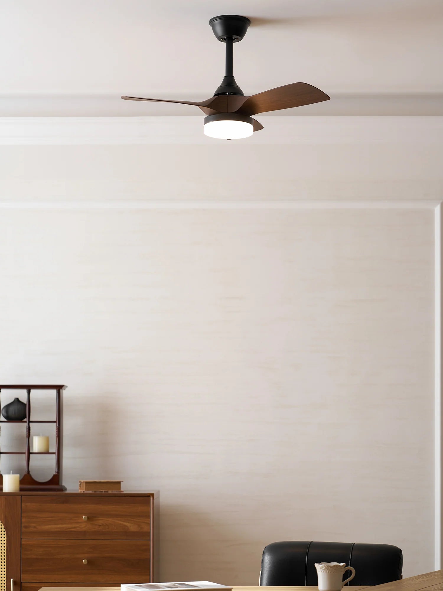 Elegant Sculpted Wood Ceiling Fan Light