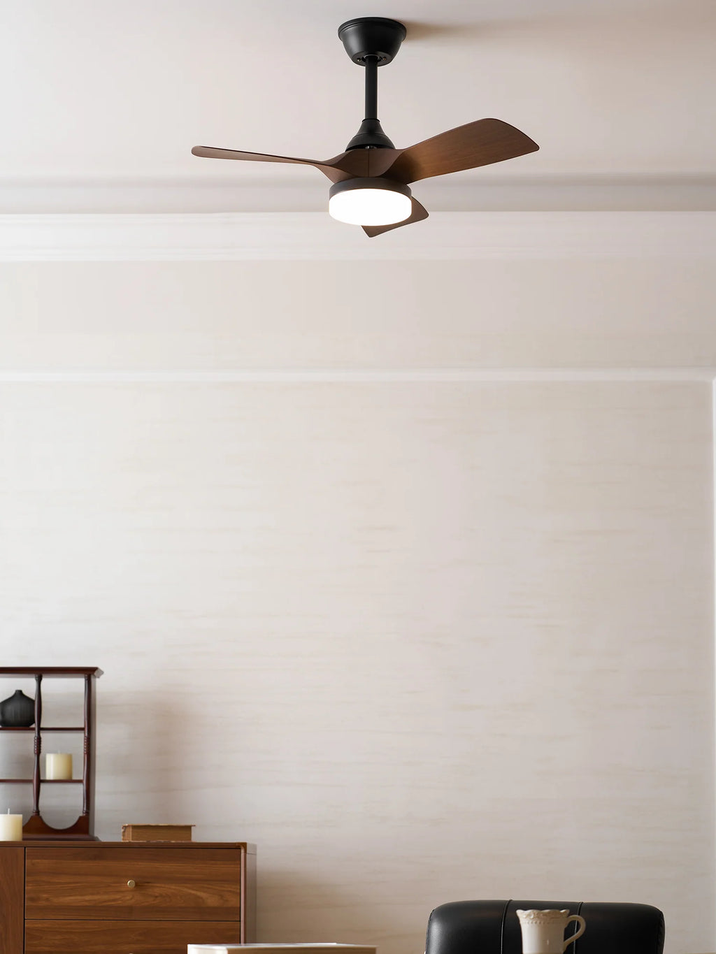 Elegant Sculpted Wood Ceiling Fan Light