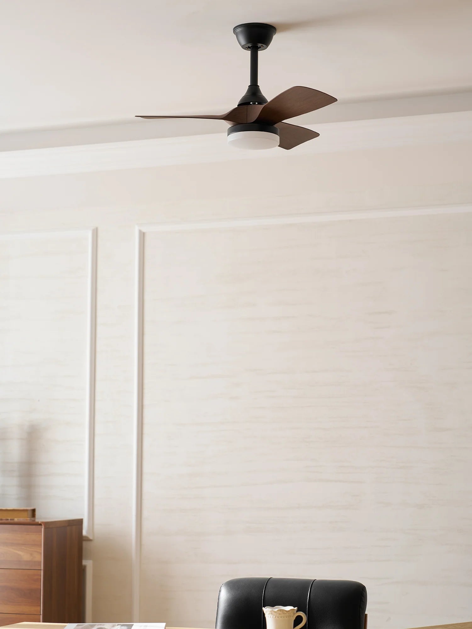 Elegant Sculpted Wood Ceiling Fan Light