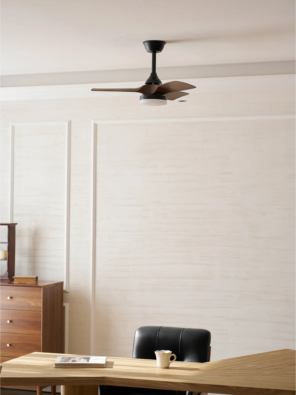 Elegant Sculpted Wood Ceiling Fan Light