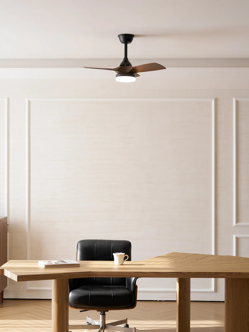 Elegant Sculpted Wood Ceiling Fan Light