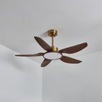 Sirocco Walnut Blade Brass Ceiling Fan Light