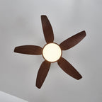 Sirocco Walnut Blade Brass Ceiling Fan Light