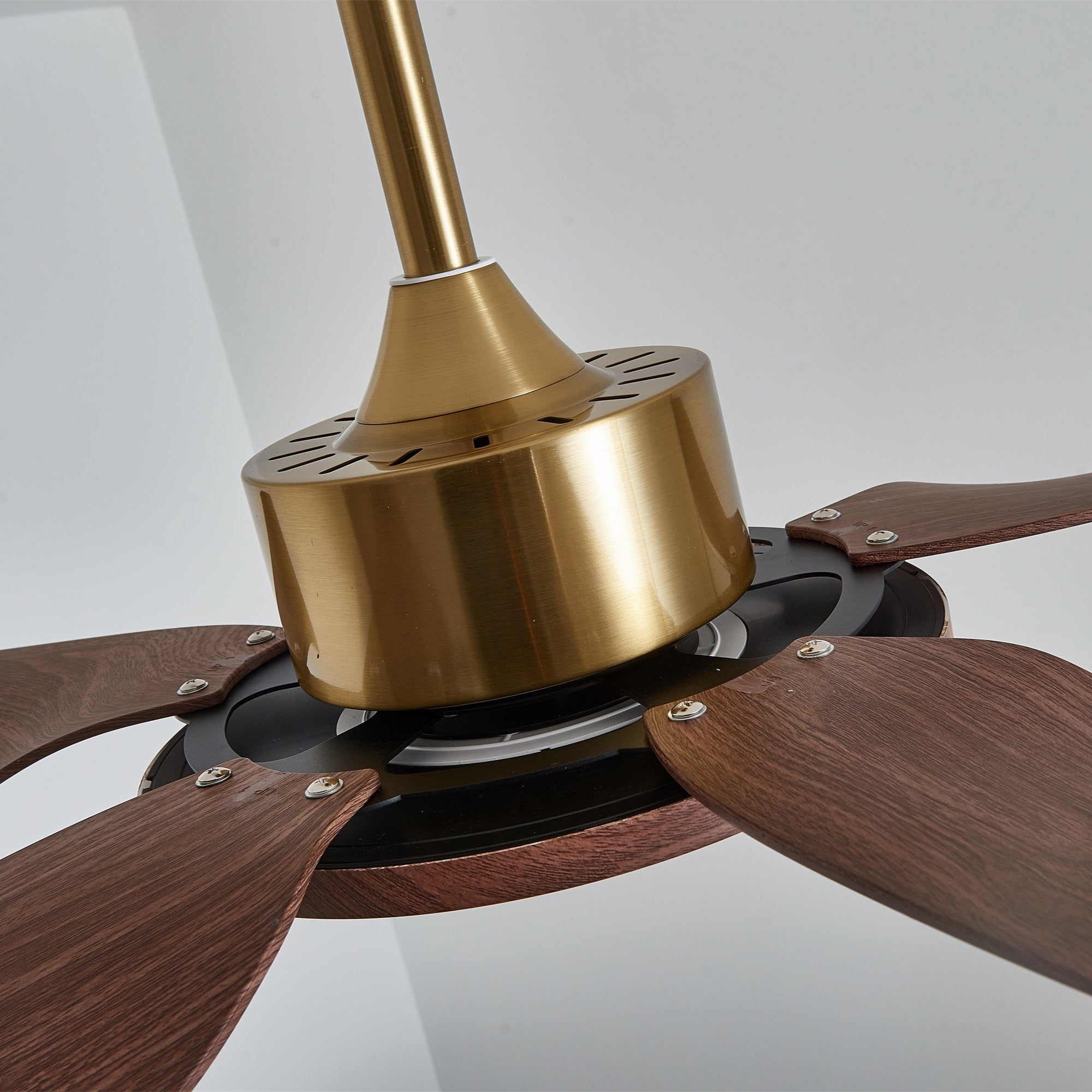 Sirocco Walnut Blade Brass Ceiling Fan Light