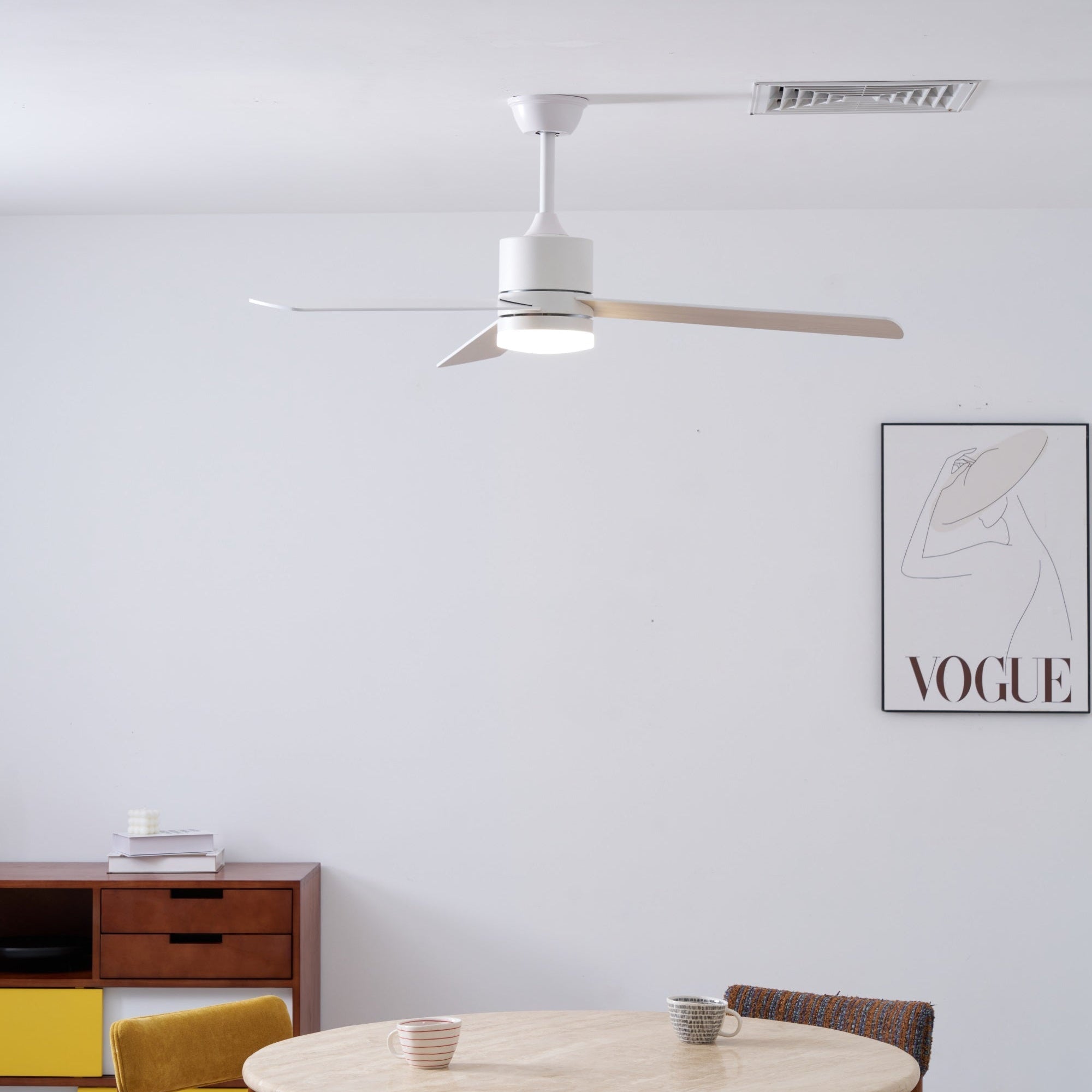 Solara Drift Elegant Wood Blade Ceiling Light