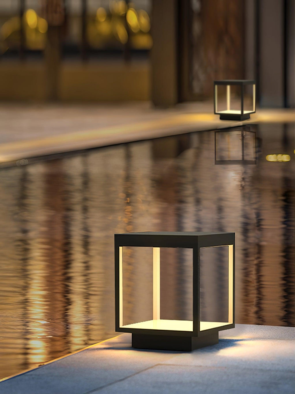 Noir Square Frame Post Light