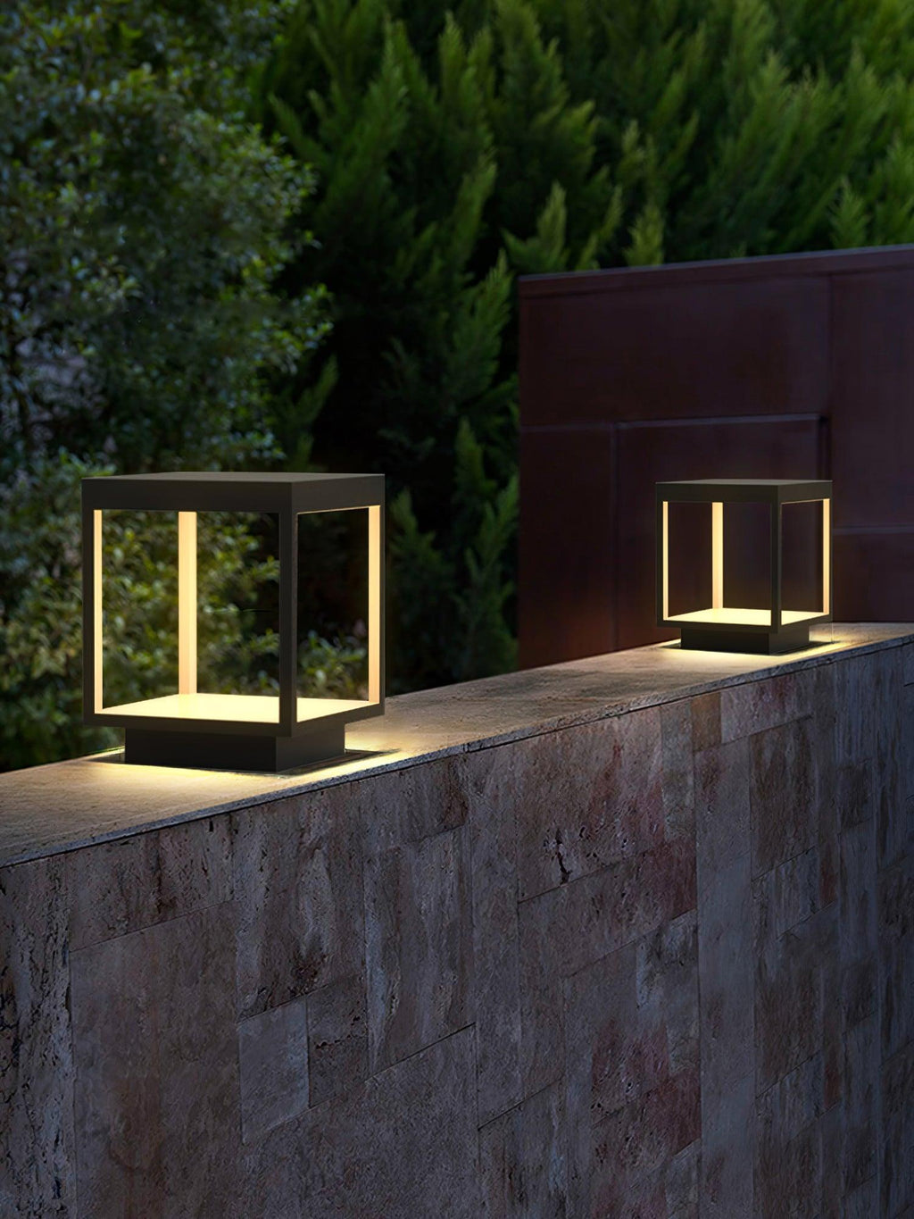 Noir Square Frame Post Light