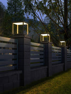 Noir Square Frame Solar Post Light