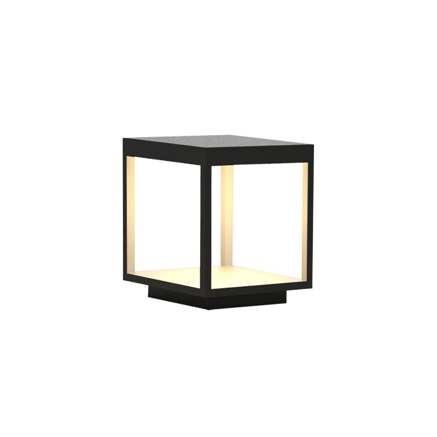 Noir Square Frame Solar Post Light