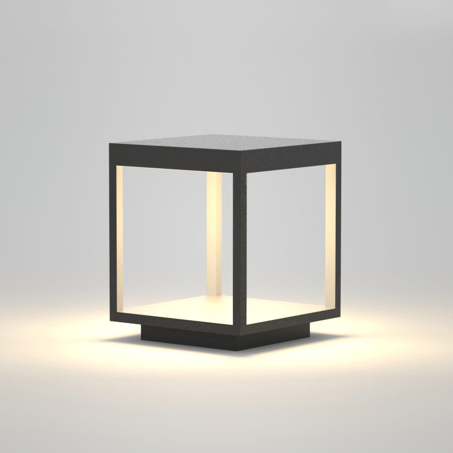 Noir Square Frame Solar Post Light