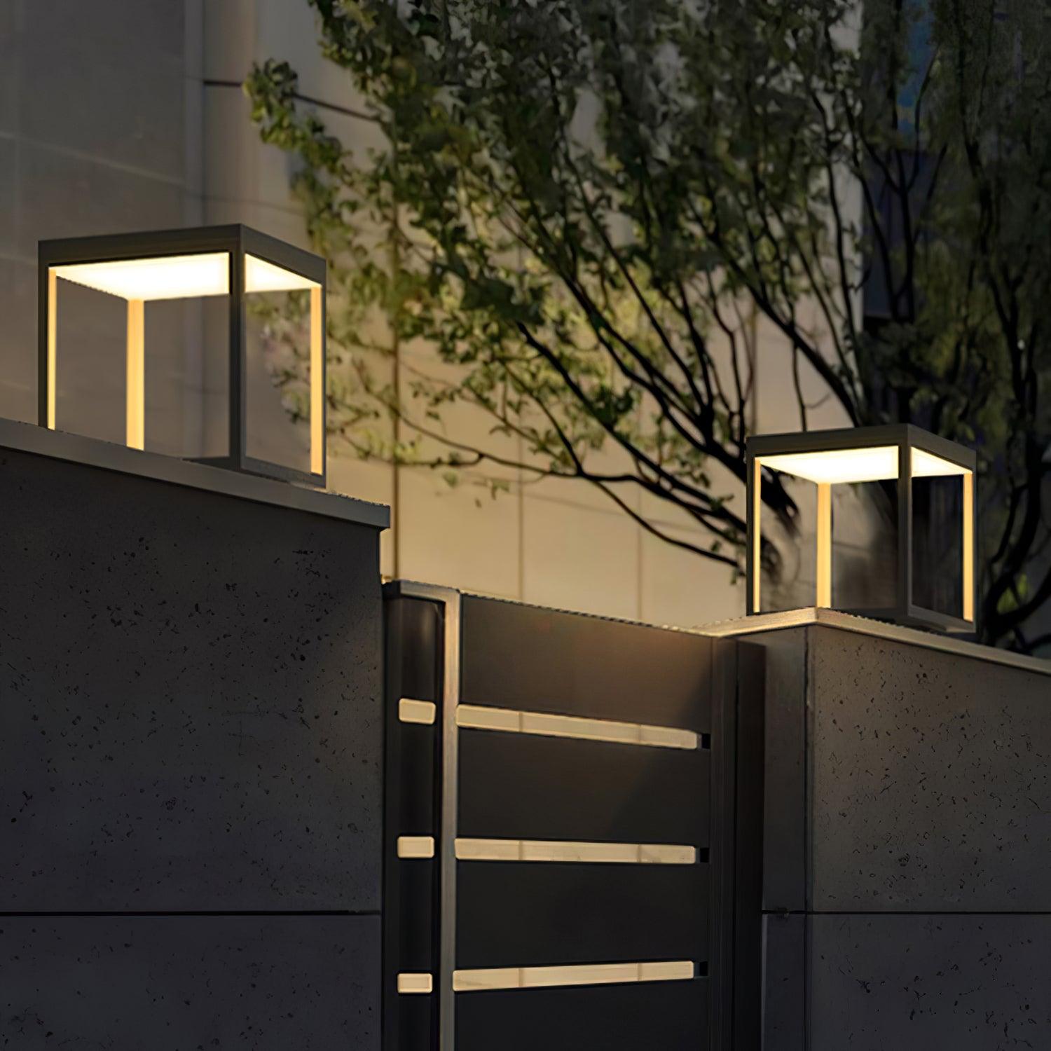 Noir Square Frame Post Light