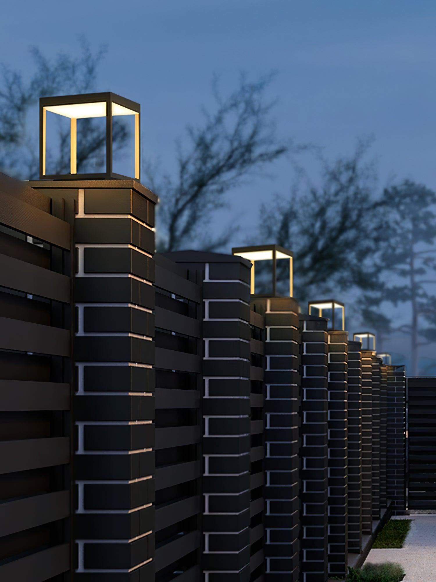 Noir Square Frame Solar Post Light