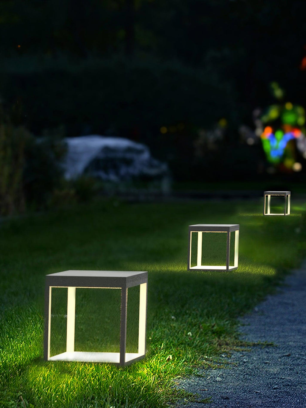 Noir Square Frame Post Light