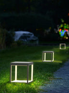 Noir Square Frame Solar Post Light