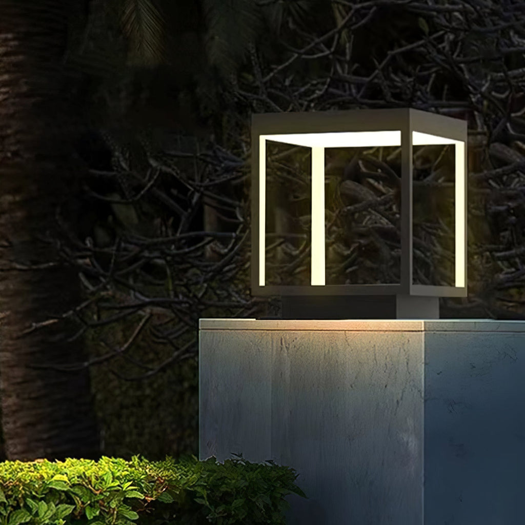 Noir Square Frame Solar Post Light