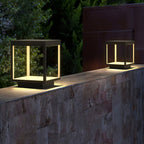 Noir Square Frame Solar Post Light