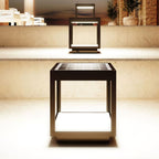 Noir Square Frame Solar Post Light
