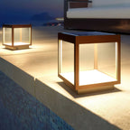 Noir Square Frame Solar Post Light