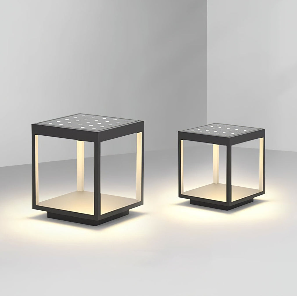 Noir Square Frame Solar Post Light