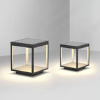 Noir Square Frame Solar Post Light
