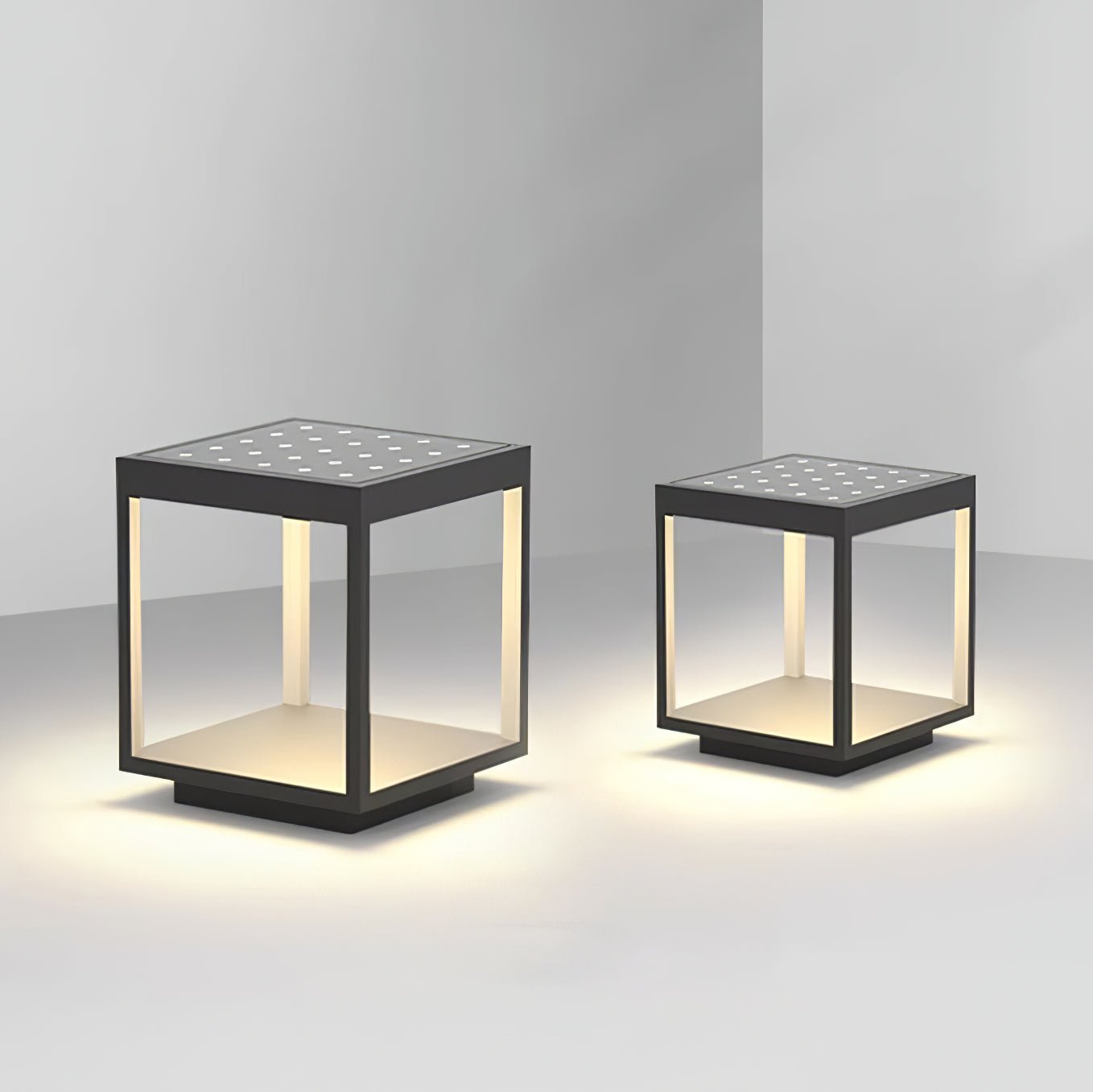 Noir Square Frame Solar Post Light