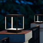 Noir Square Frame Solar Post Light