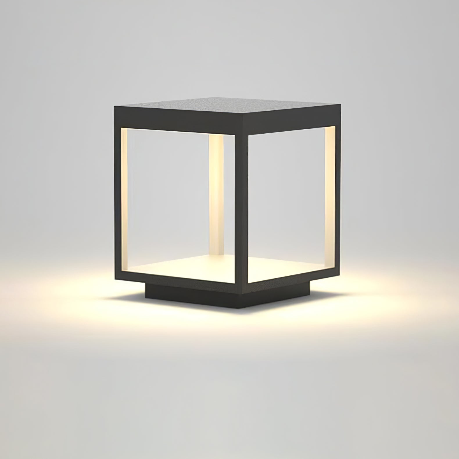 Noir Square Frame Solar Post Light