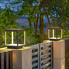 Noir Square Frame Solar Post Light