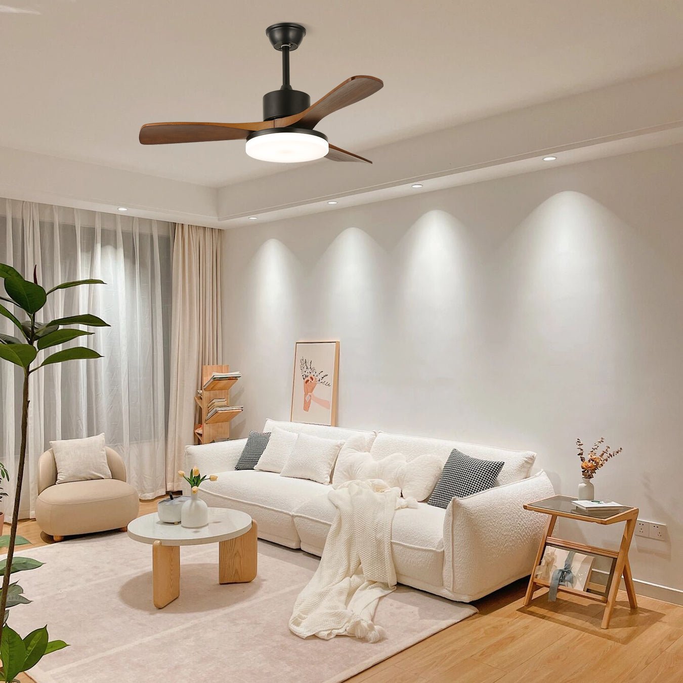 Morty Adams Contemporary Wood Ceiling Fan Light