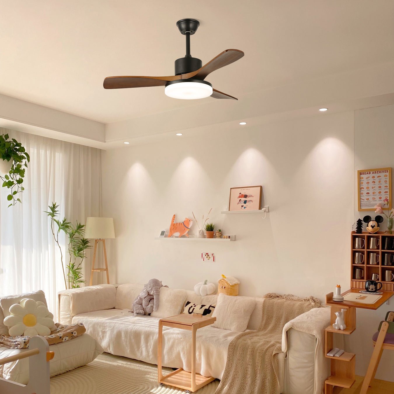 Morty Adams Contemporary Wood Ceiling Fan Light