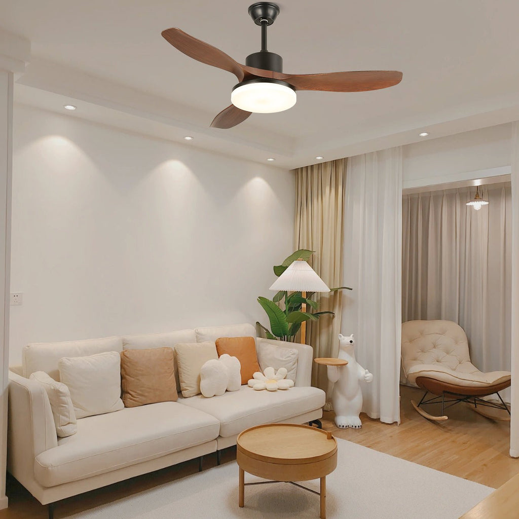 Morty Adams Contemporary Wood Ceiling Fan Light