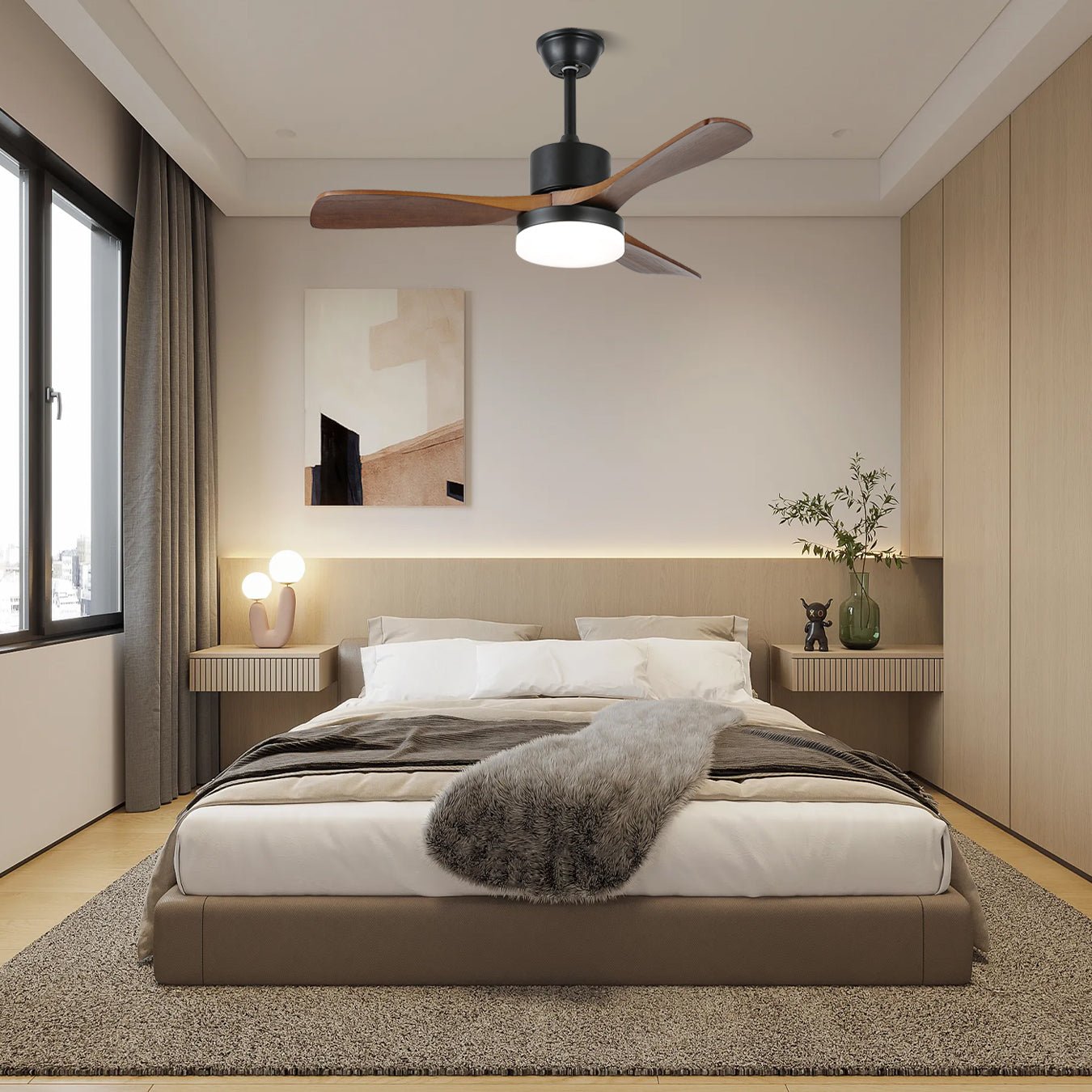 Morty Adams Contemporary Wood Ceiling Fan Light