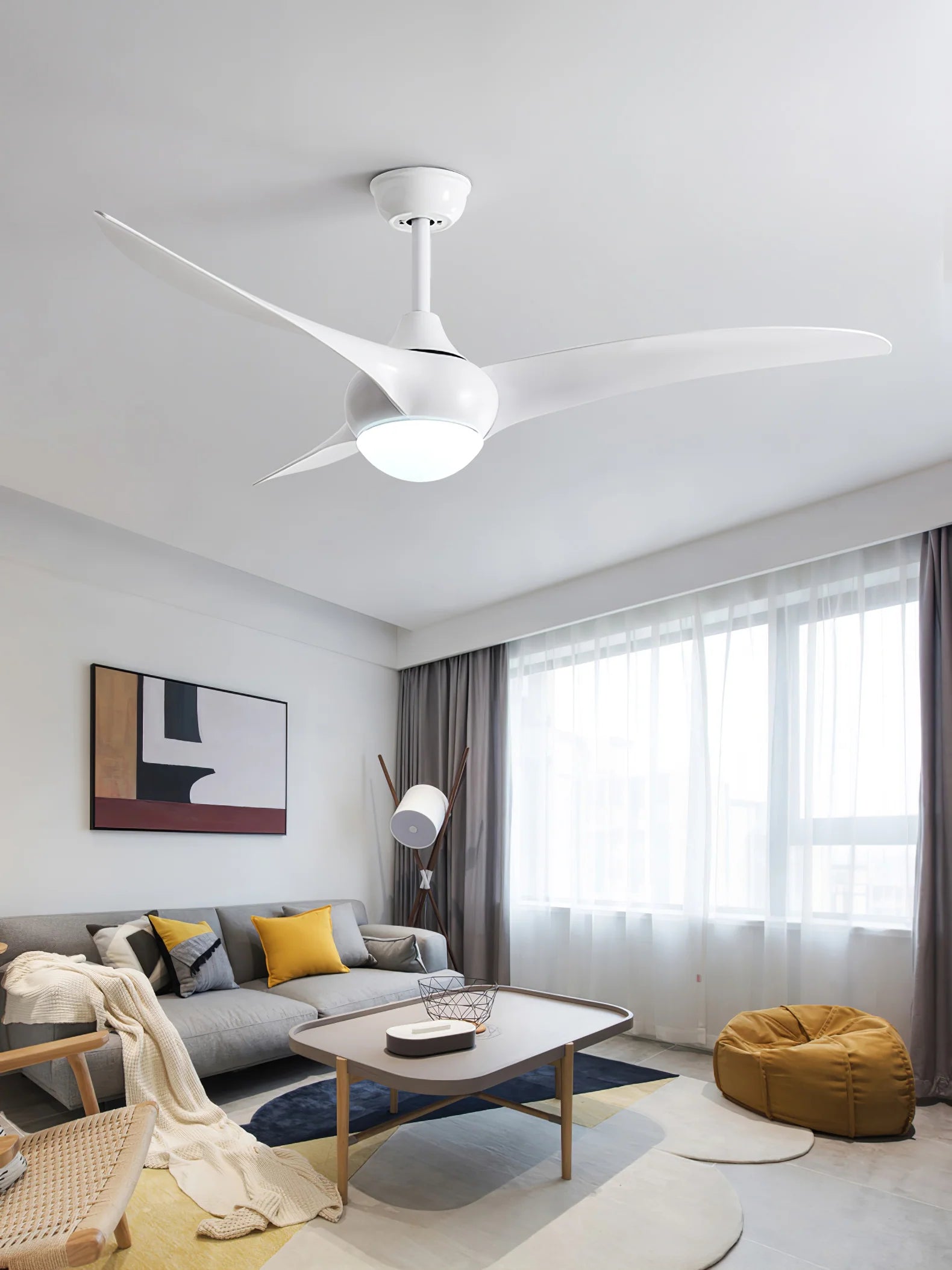 Sophisticated Opal Glass Blade Fan Light