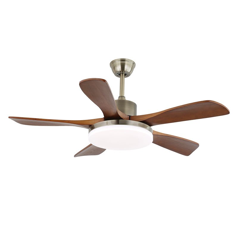 Luxury Curved Wood Brass Ceiling Fan Light