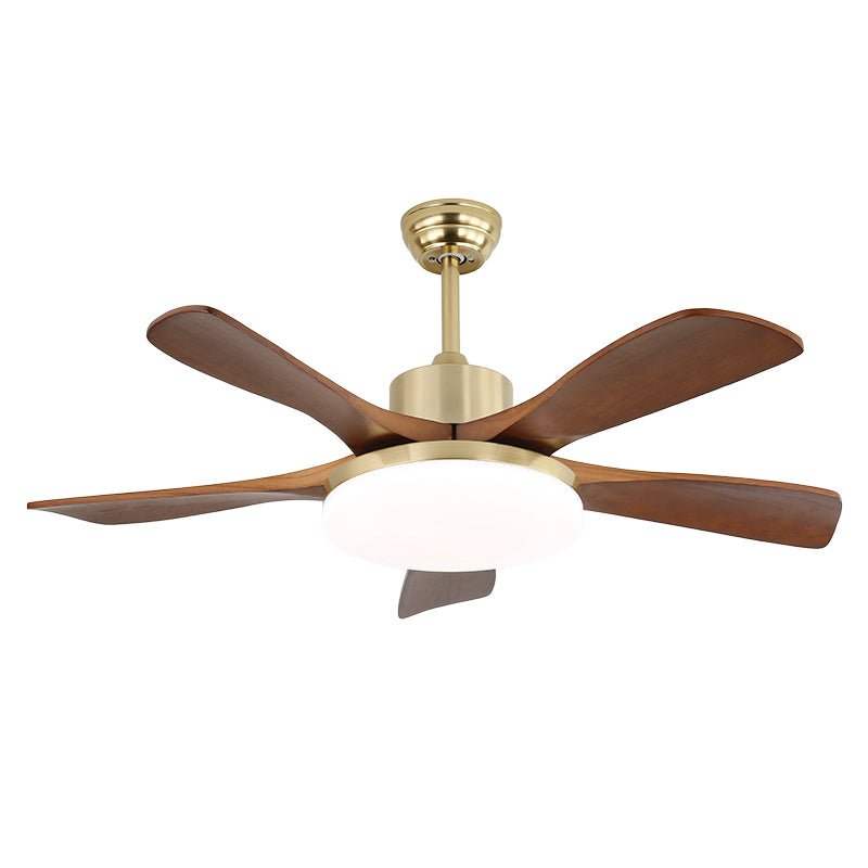 Luxury Curved Wood Brass Ceiling Fan Light
