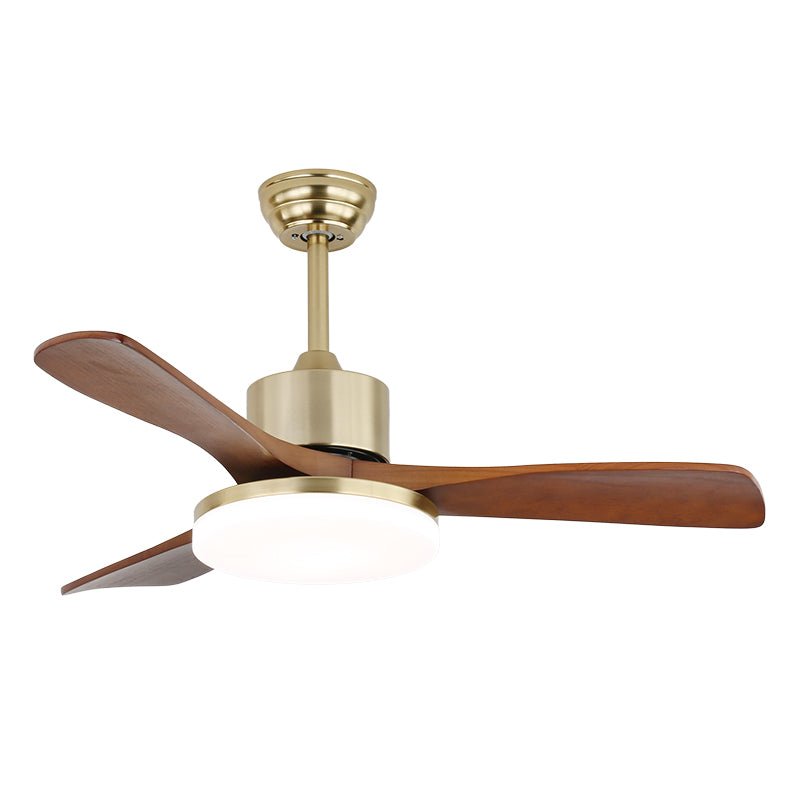 Luxury Curved Wood Brass Ceiling Fan Light
