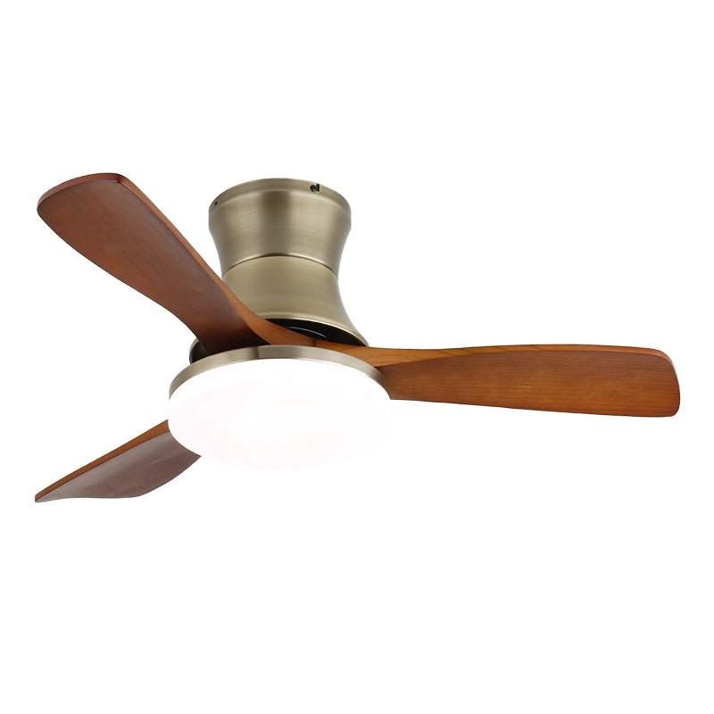 Luxury Curved Wood Brass Ceiling Fan Light