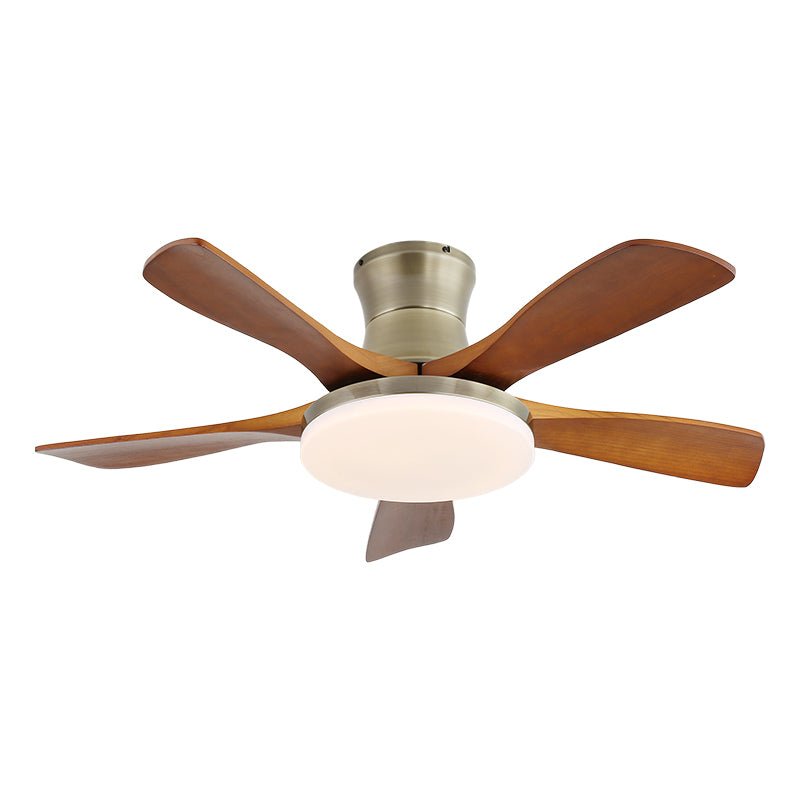 Luxury Curved Wood Brass Ceiling Fan Light