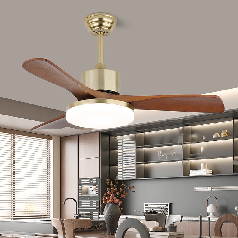 Luxury Curved Wood Brass Ceiling Fan Light