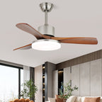 Luxury Curved Wood Brass Ceiling Fan Light