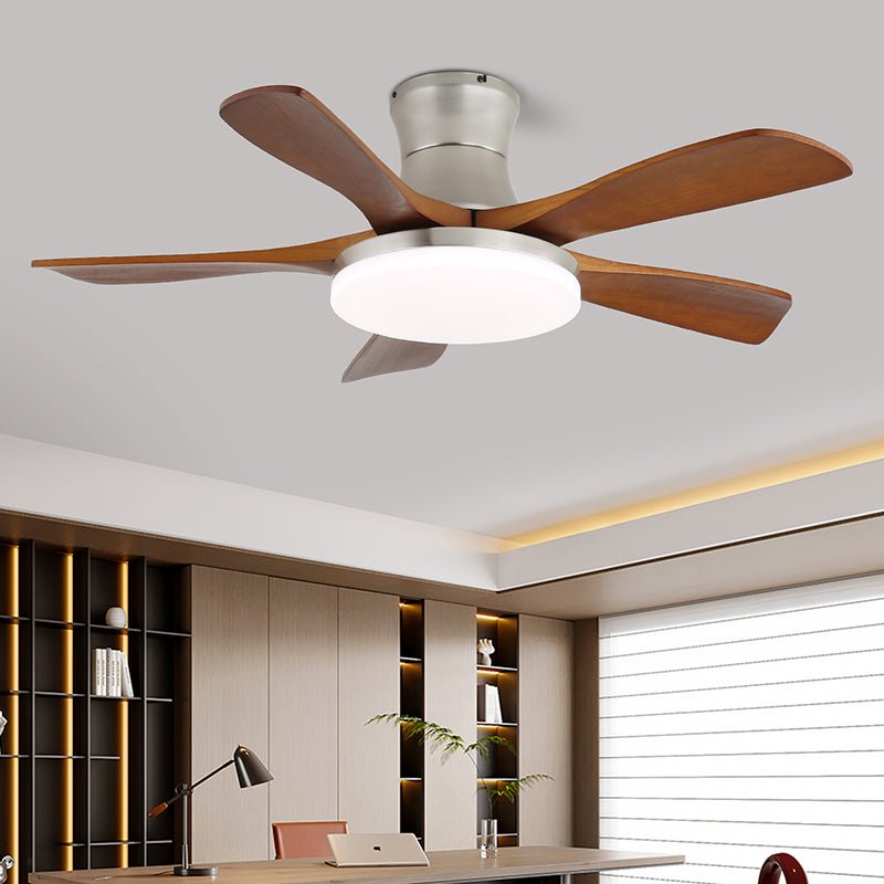 Luxury Curved Wood Brass Ceiling Fan Light