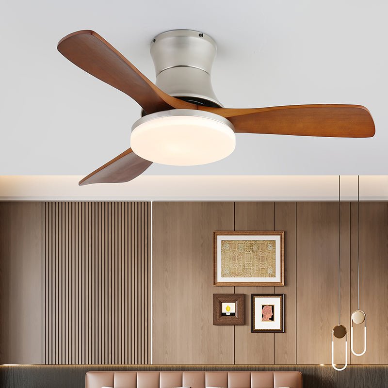 Luxury Curved Wood Brass Ceiling Fan Light